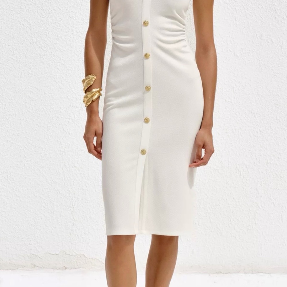Zara Piqué Shirt Dress Size Small white - Picture 8 of 8